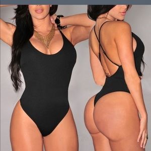 Women Cross Strap Backless One Piece Swimsuit